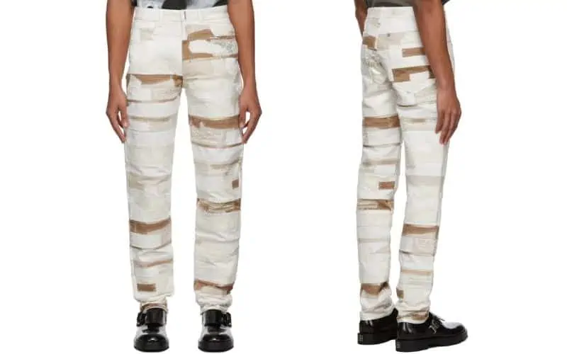 Givenchy-White-&-Beige-Patchwork-Jeans