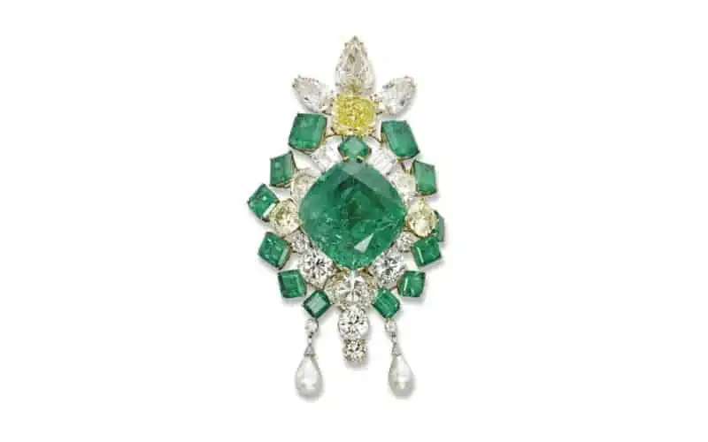 Emerald-and-Diamond-Brooch