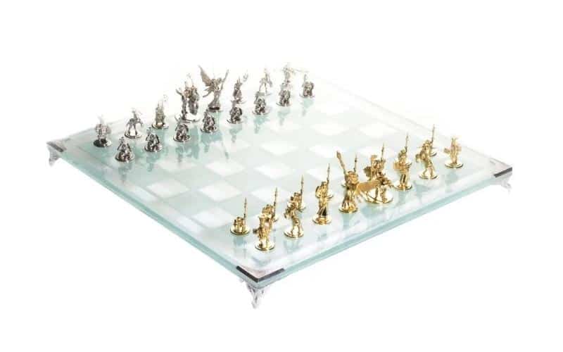White-and-Yellow-Gold-Tempered-Glass-Chess-Set