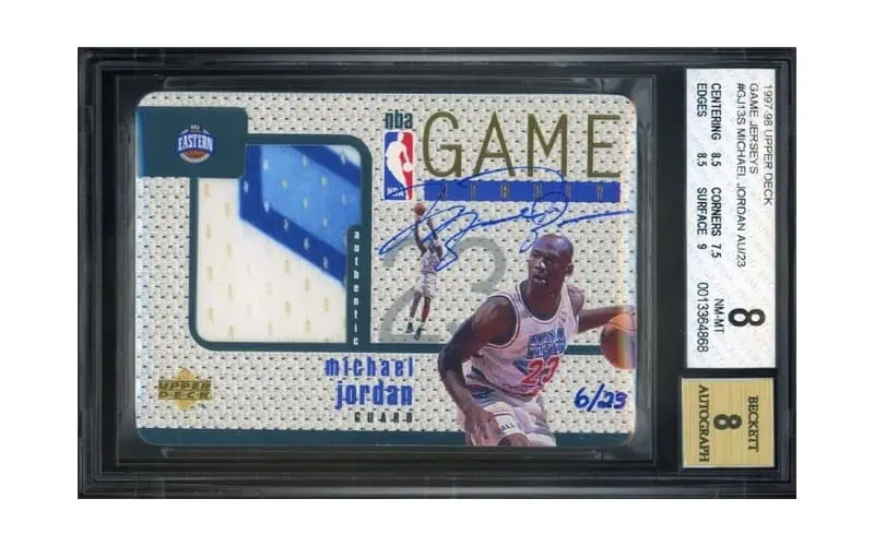 1997-98-Upper-Deck-Game-Jersey-Michael-Jordan-Rookie-Card-Autographed