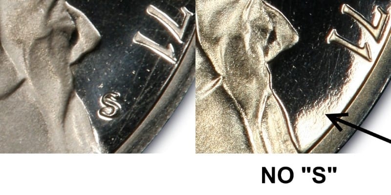 1971-No-S-Proof-Nickel-Obverse-Comparison